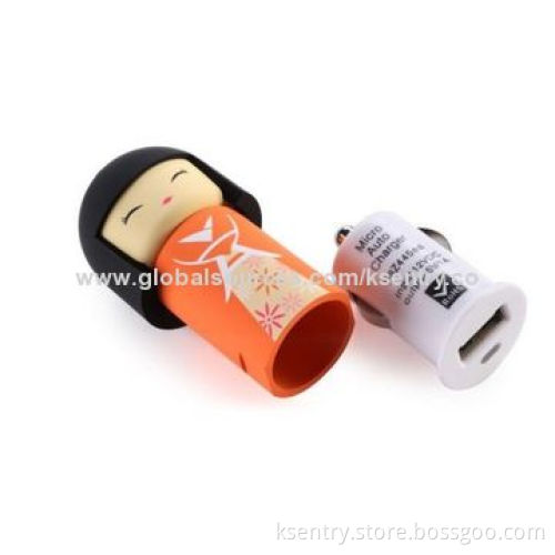20 different designs lovely doll car interior decoration with USB car charger